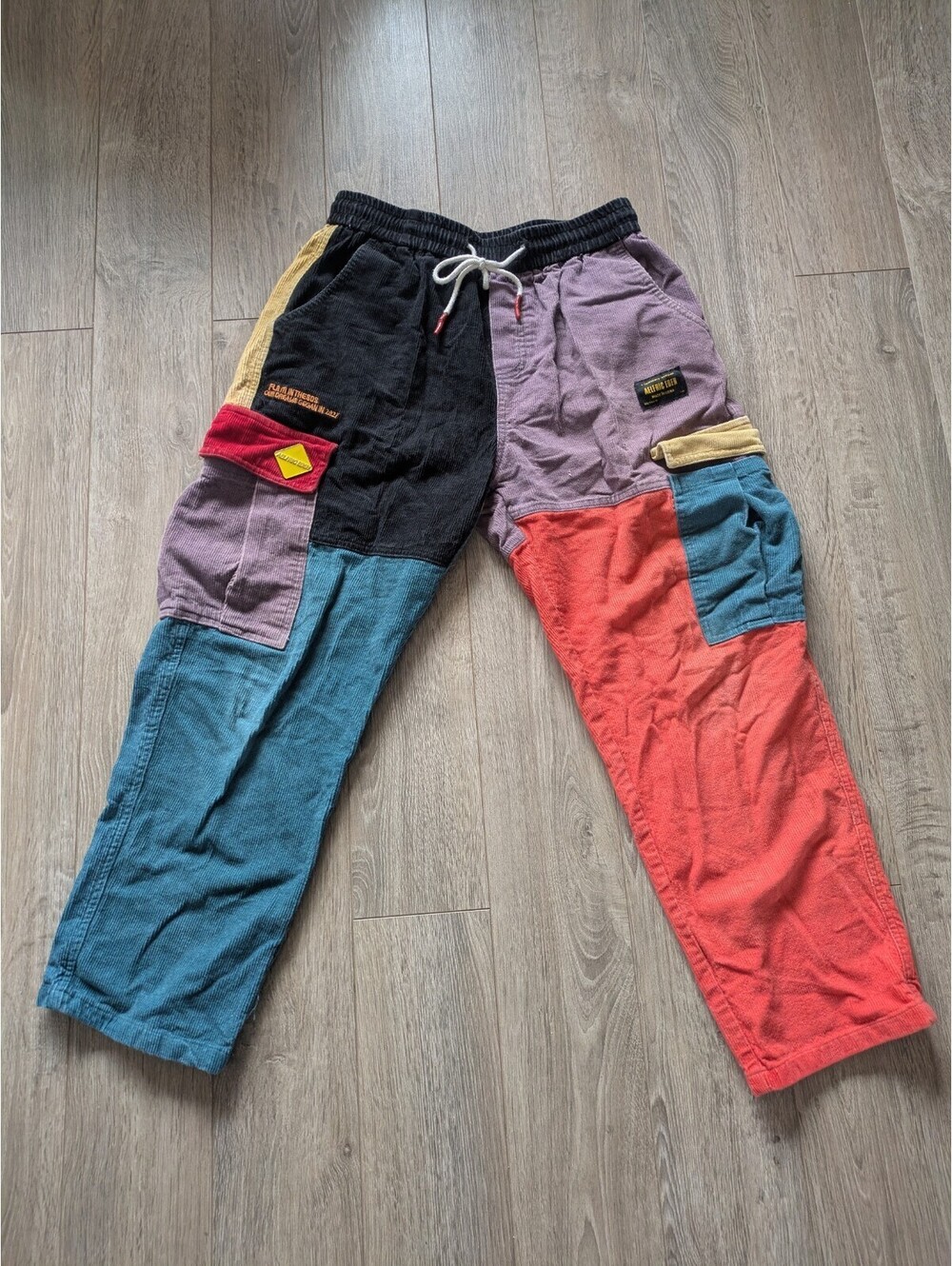 Aelfric Eden Coursemys Patchwork Colorblock Corduroy Cargo Pants Mens L